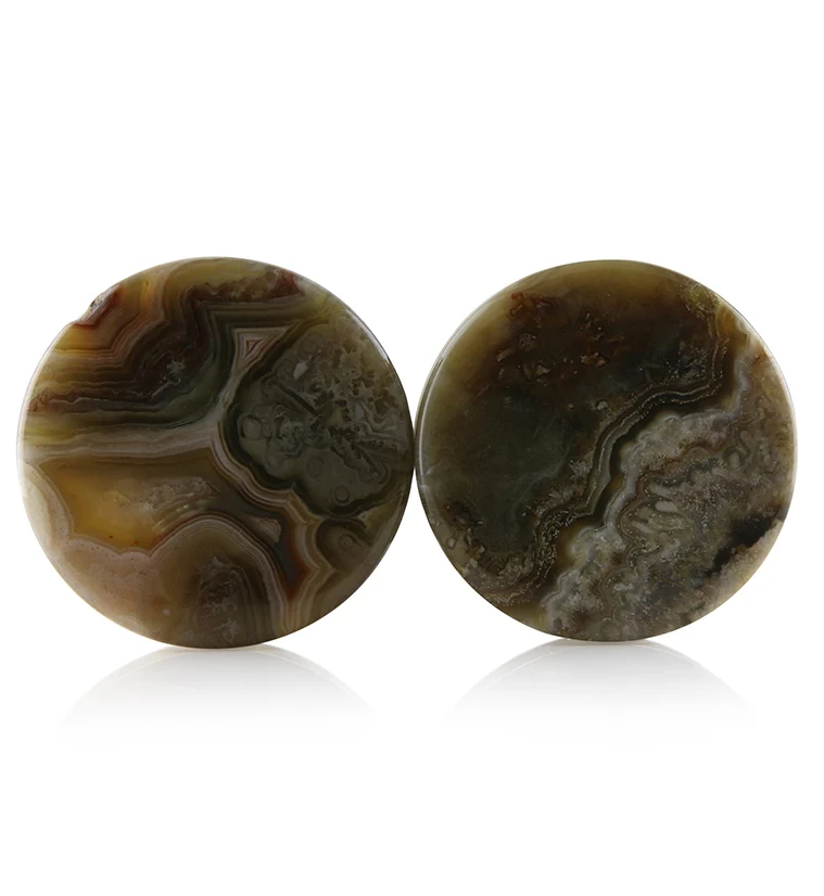 Laguna Lace Agate Stone Plugs 1 Inch (25mm) Version 10 - Mrs Treak