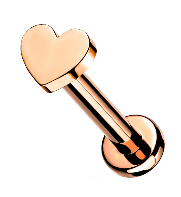 Rose Gold PVD Heart Internally Threaded Titanium Labret - Mrs Treak
