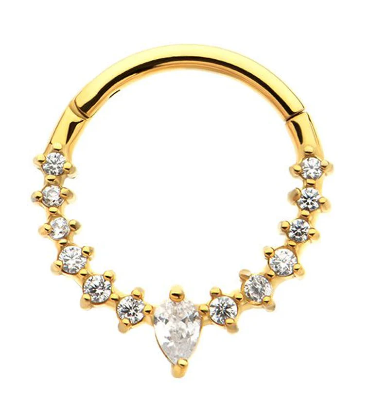 Gold PVD Icicle Stainless Steel Hinged Segment Ring - Mrs Treak