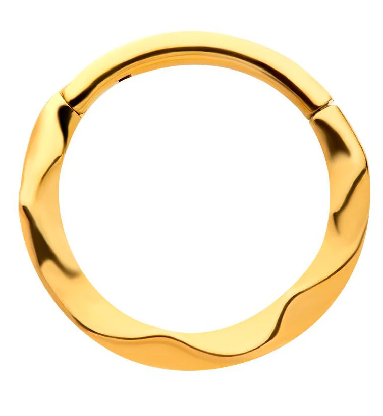 Gold PVD Curl Stainless Steel Hinged Segment Ring - Mrs Treak