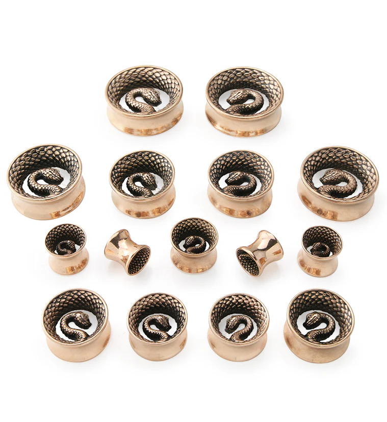 Rose Gold PVD Snake Stainless Steel Tunnels - Mrs Treak