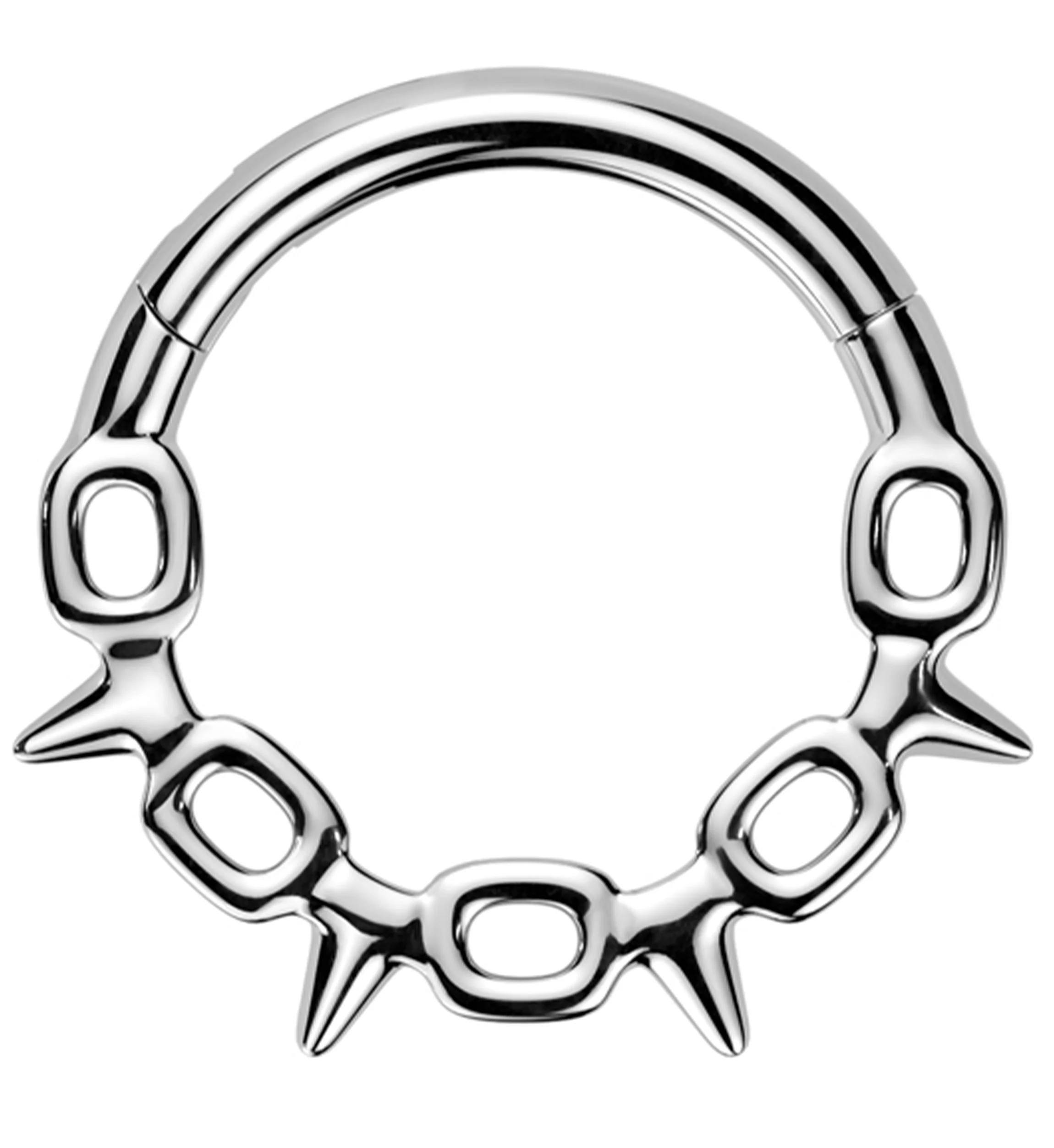 Chain Link Spikes Stainless Steel Hinged Segment Ring - Mrs Treak