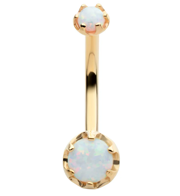 14kt Gold White Opalite Belly Button Ring - Mrs Treak