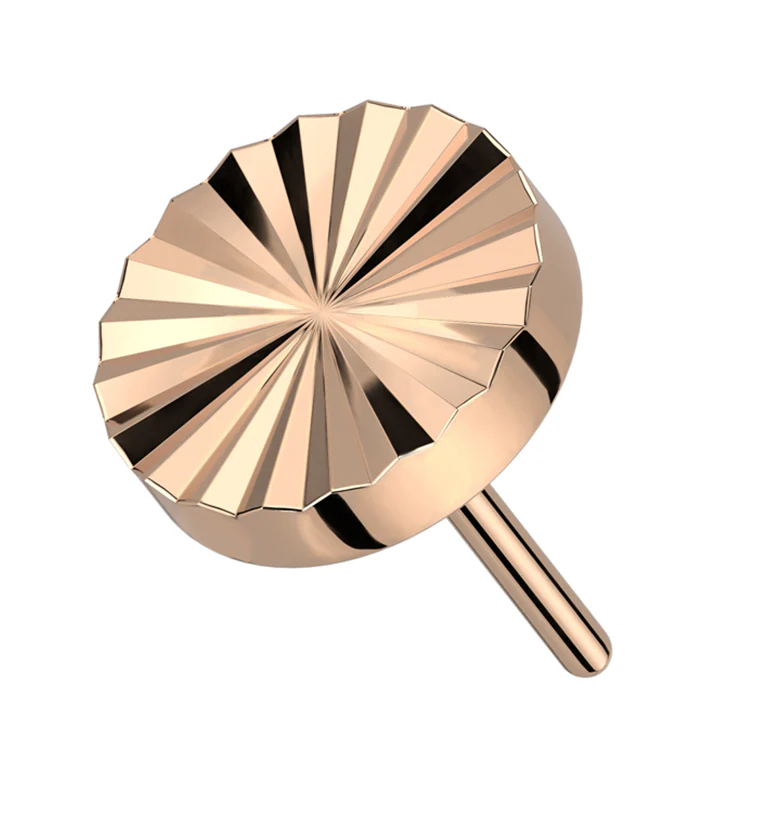 Rose Gold PVD Retro Disk Threadless Titanium Top - Mrs Treak