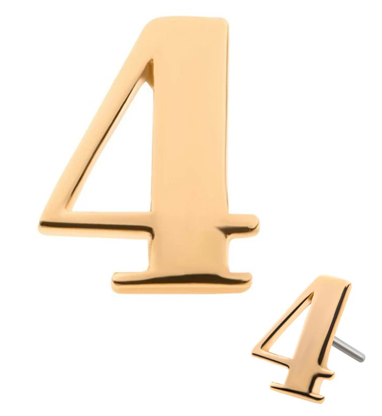 14kt Gold Number 4 Threadless Top - Mrs Treak