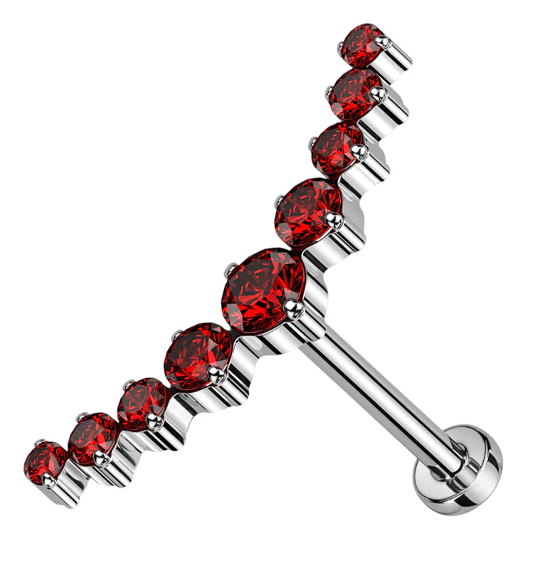 Arc Red CZ Threadless Titanium Labret - Mrs Treak