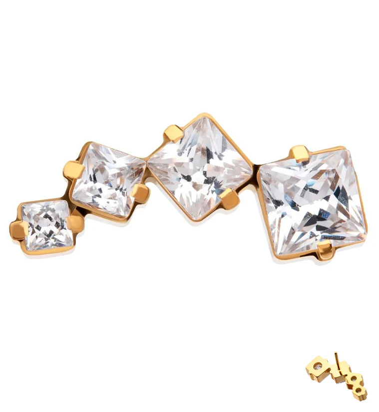 24kt Gold PVD Princess Arch Clear CZ Titanium Threadless Top - Mrs Treak