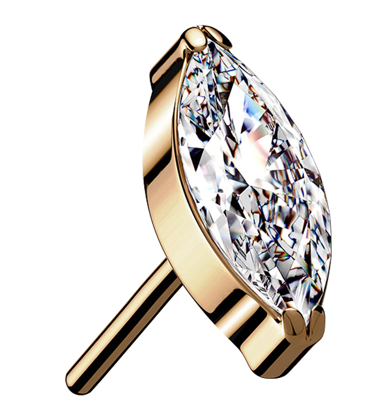 Rose Gold PVD Clear CZ Oval Titanium Threadless Top - Mrs Treak