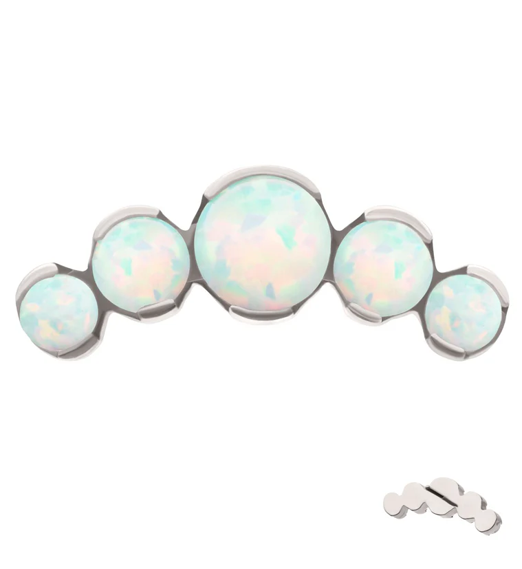 Semi-Bezel Quinary Curve White Opalite Titanium Threadless Top - Mrs Treak