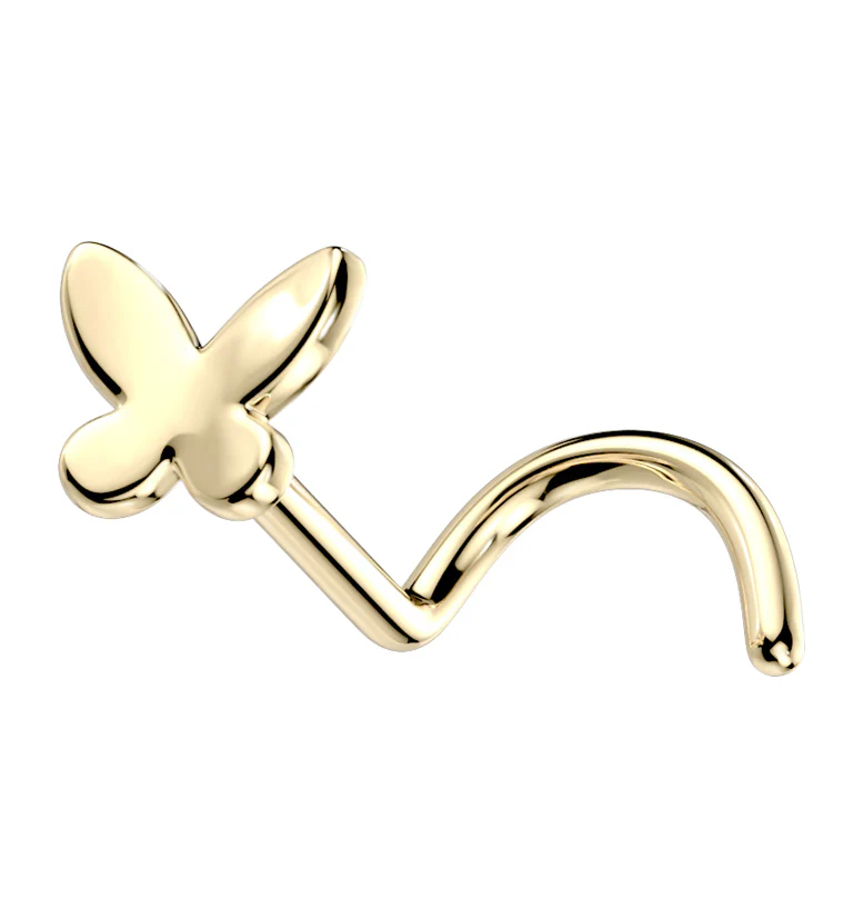 14kt Gold Butterfly Nose Screw - Mrs Treak