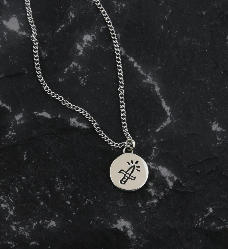 Dagger White Brass Charm Necklace - Mrs Treak