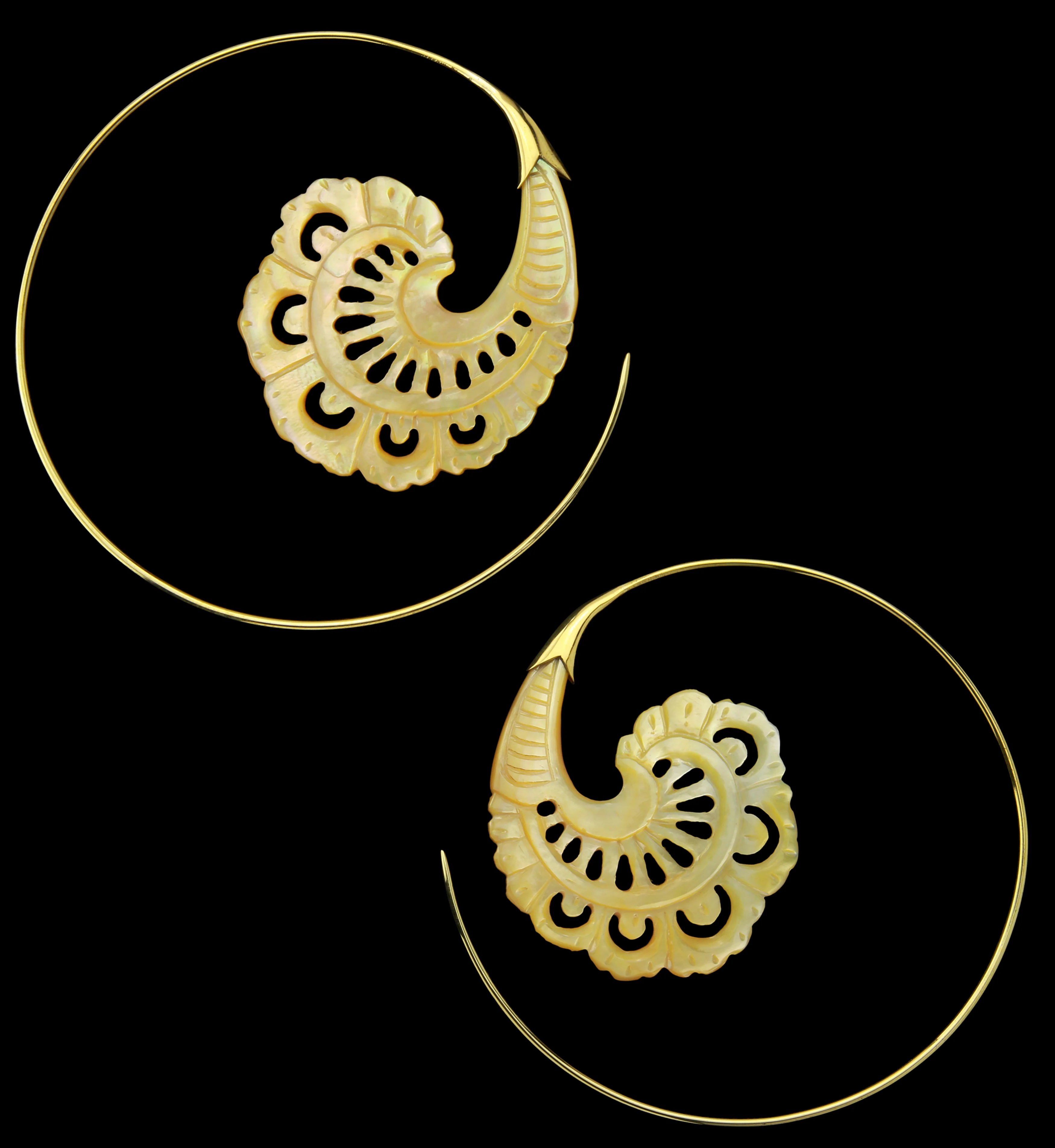 18G Baroque Brass MOP Hangers / Earrings - Mrs Treak