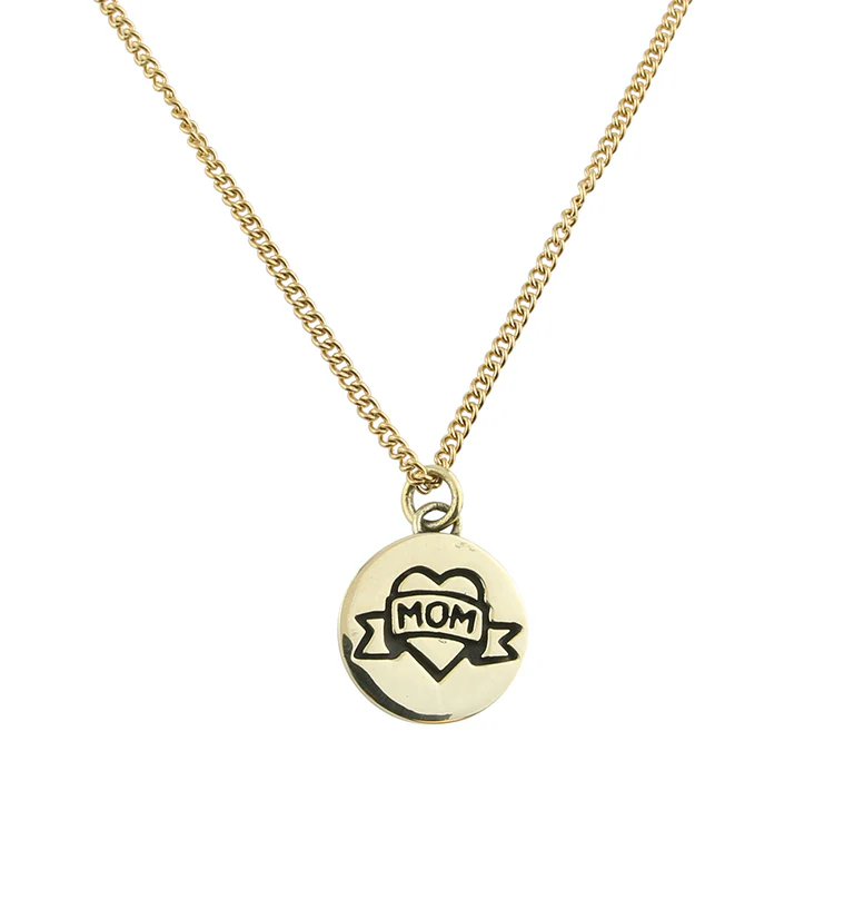 I Heart Mom Brass Charm Necklace - Mrs Treak