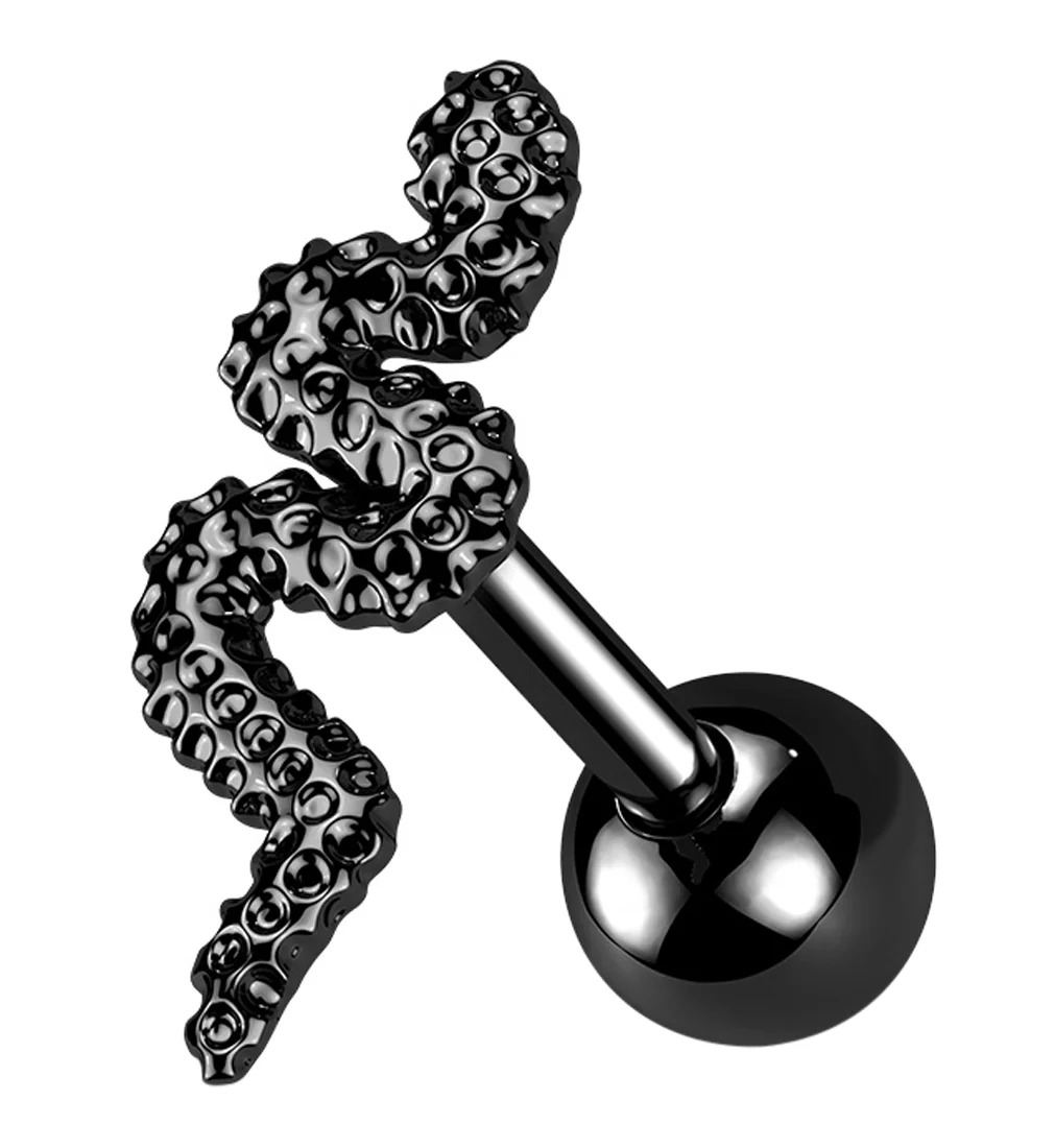 Black PVD Snake Cartilage Barbell - Mrs Treak