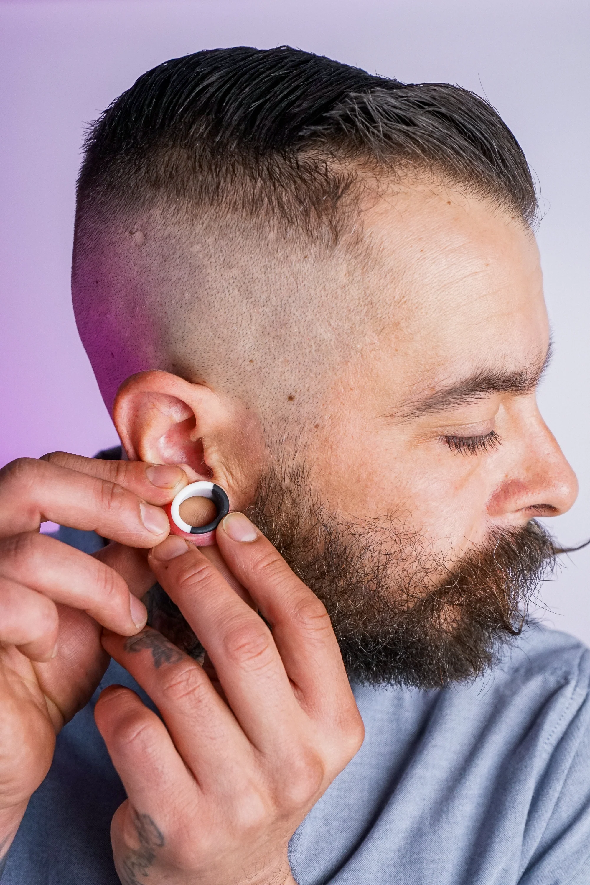 Black And White Double Flare Silicone Tunnel Plugs - Mrs Treak