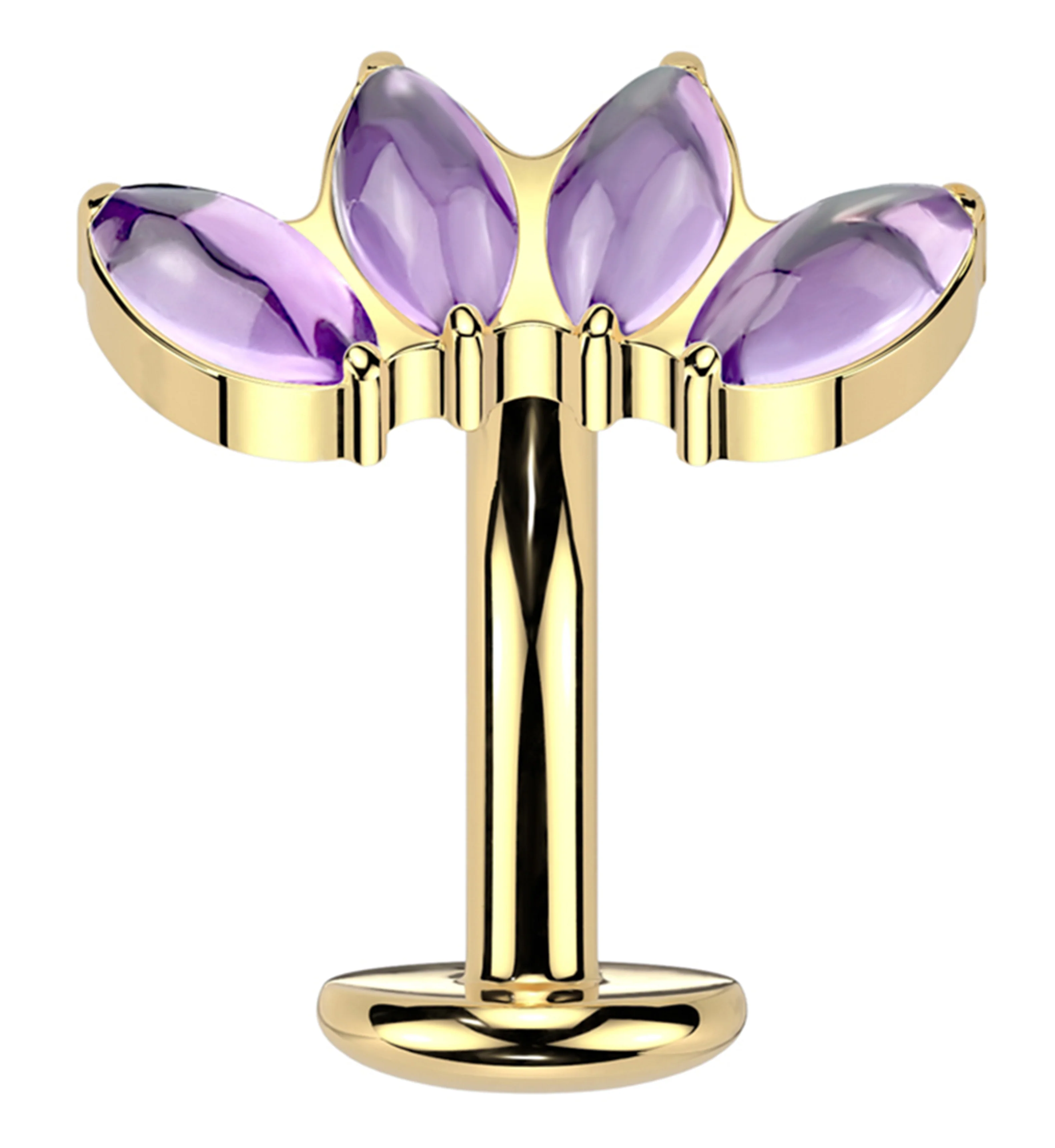 Gold PVD Quartet Amethyst Titanium Threadless Belly Button Ring - Mrs Treak