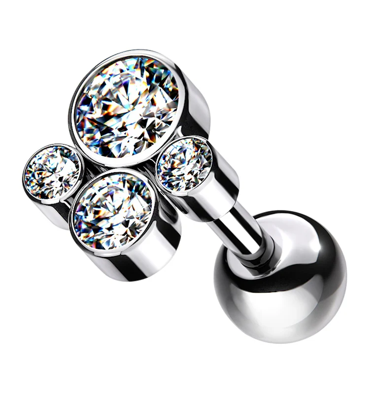 Clear CZ Bunch Titanium Cartilage Barbell - Mrs Treak
