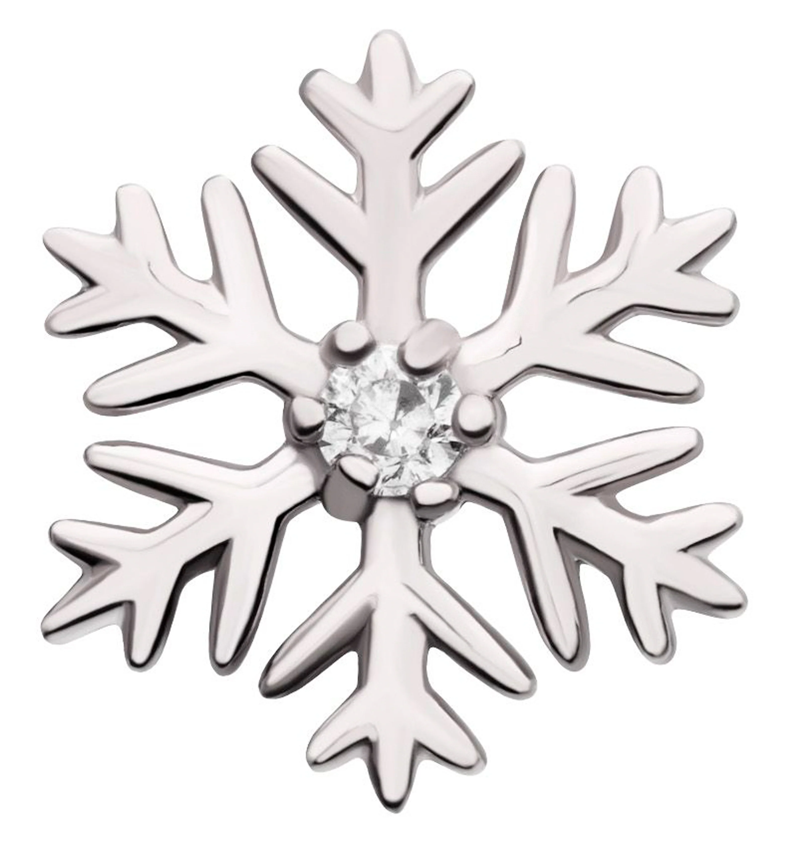 14kt White Gold Snowflake Clear CZ Threadless Top - Mrs Treak