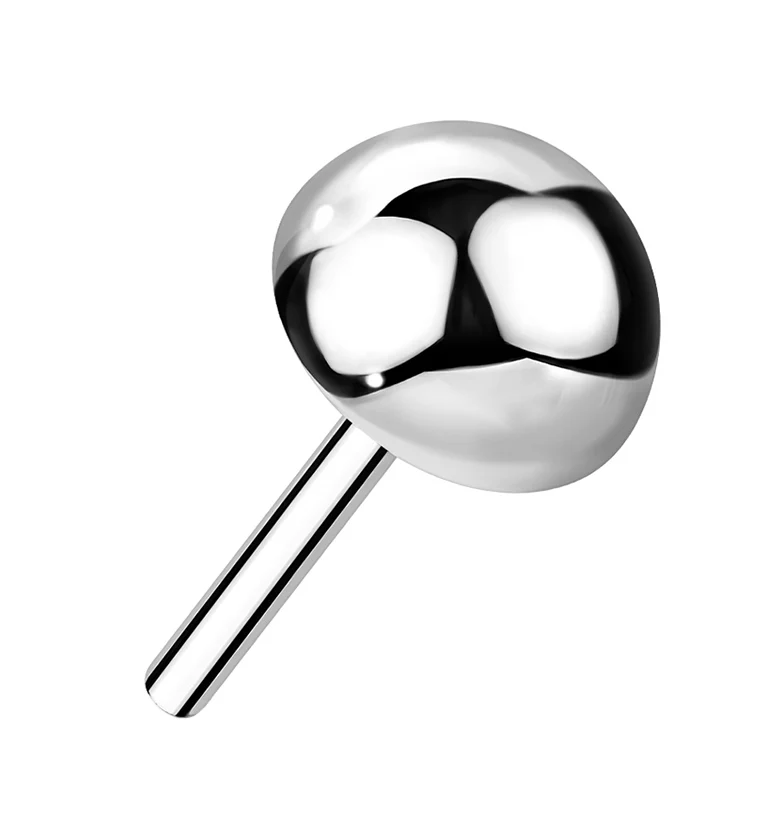 14kt All White Gold Dome Threadless Top - Mrs Treak