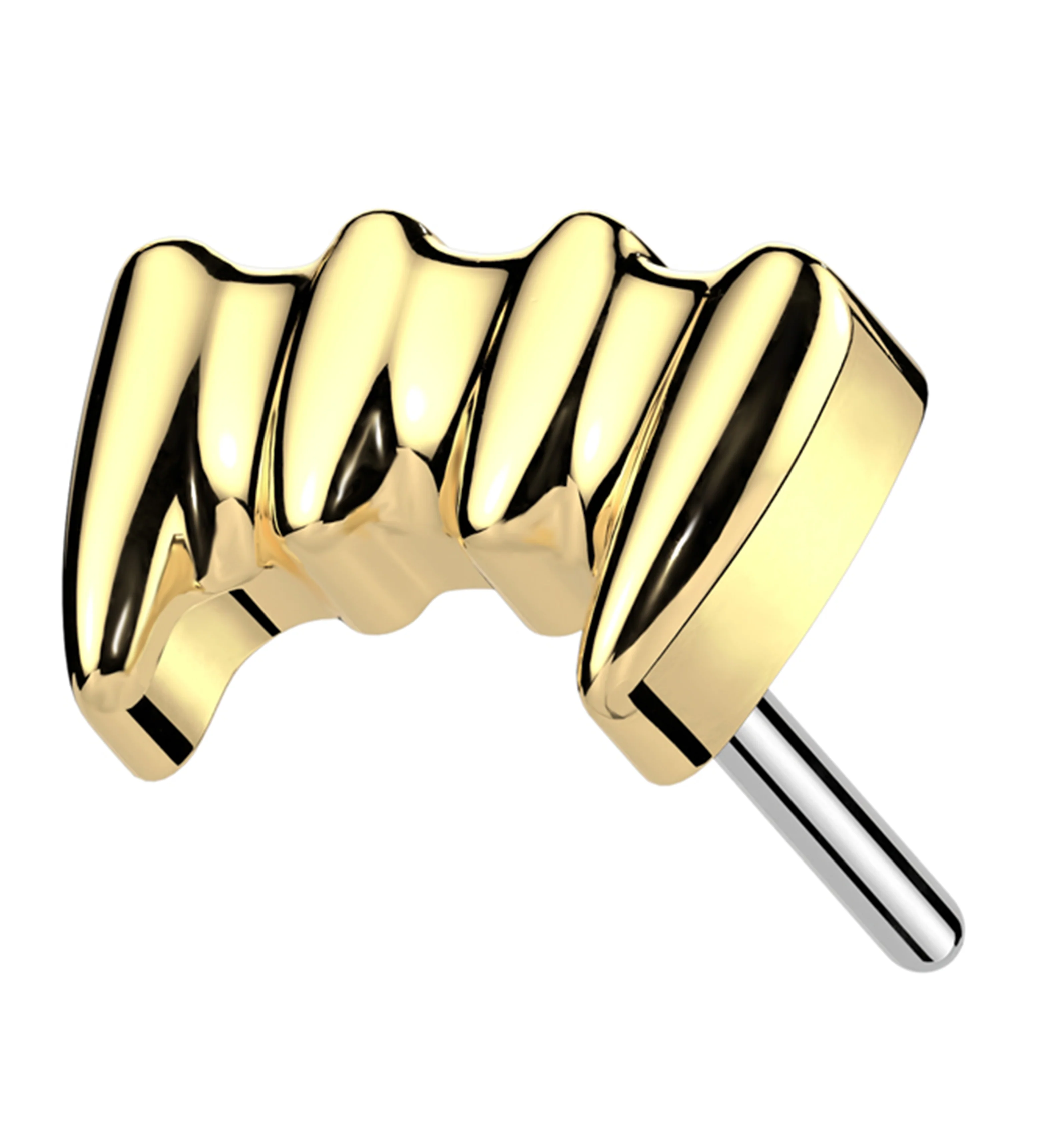 Gold PVD Fangs Titanium Threadless Top - Mrs Treak