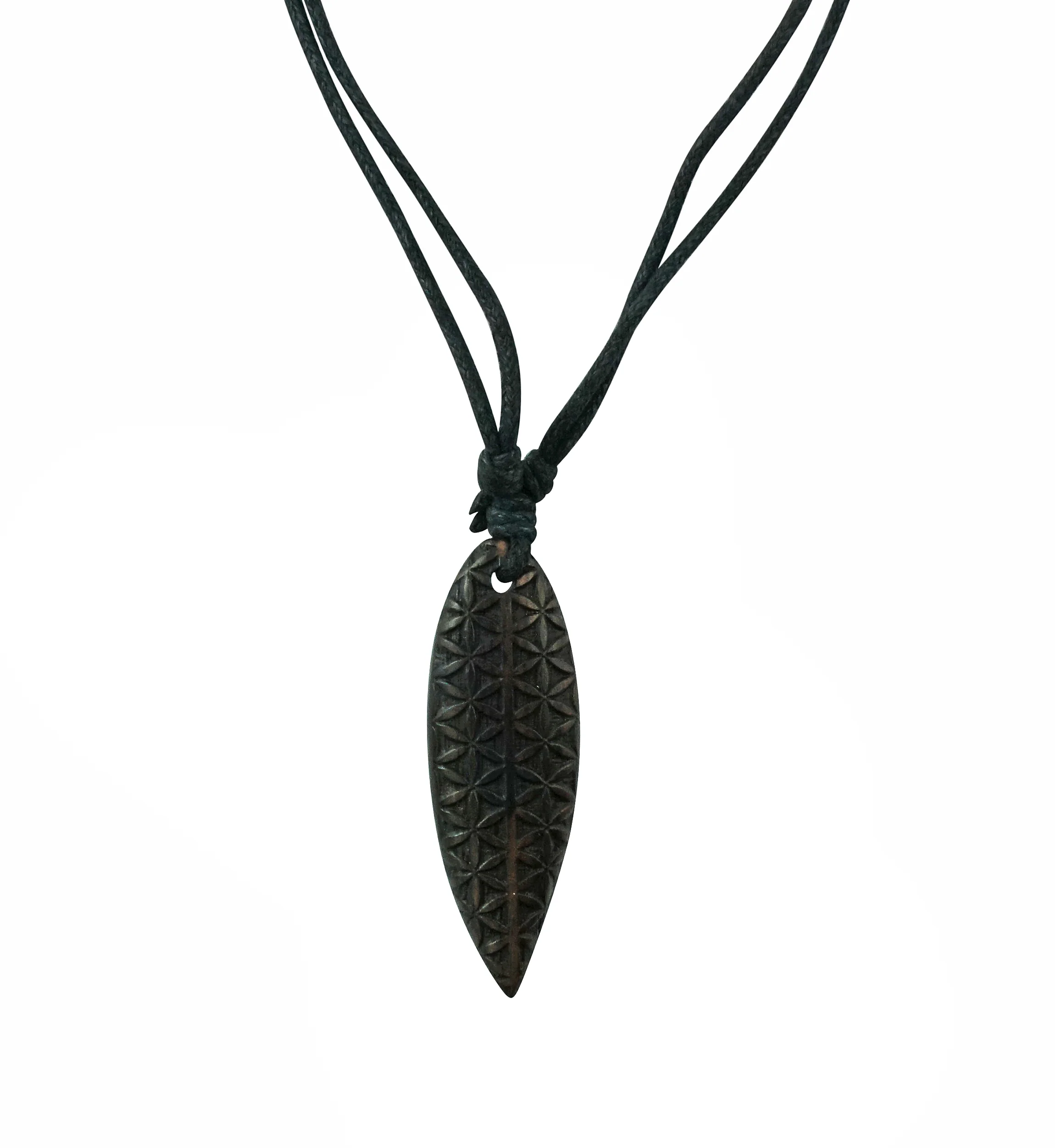 Engraved Flower Of Life Pendant Wood Pendant Necklace - Mrs Treak