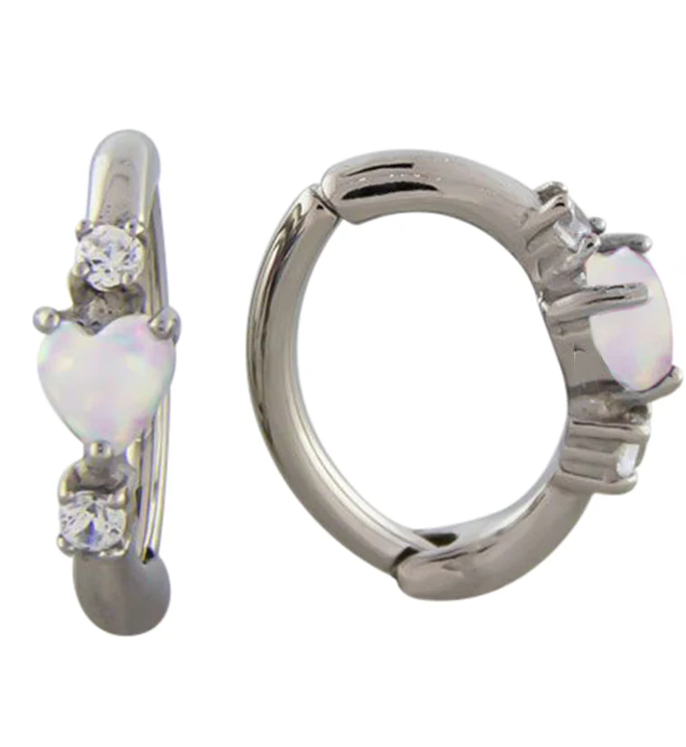 16G Heart White Opalite Rook Clicker - Mrs Treak