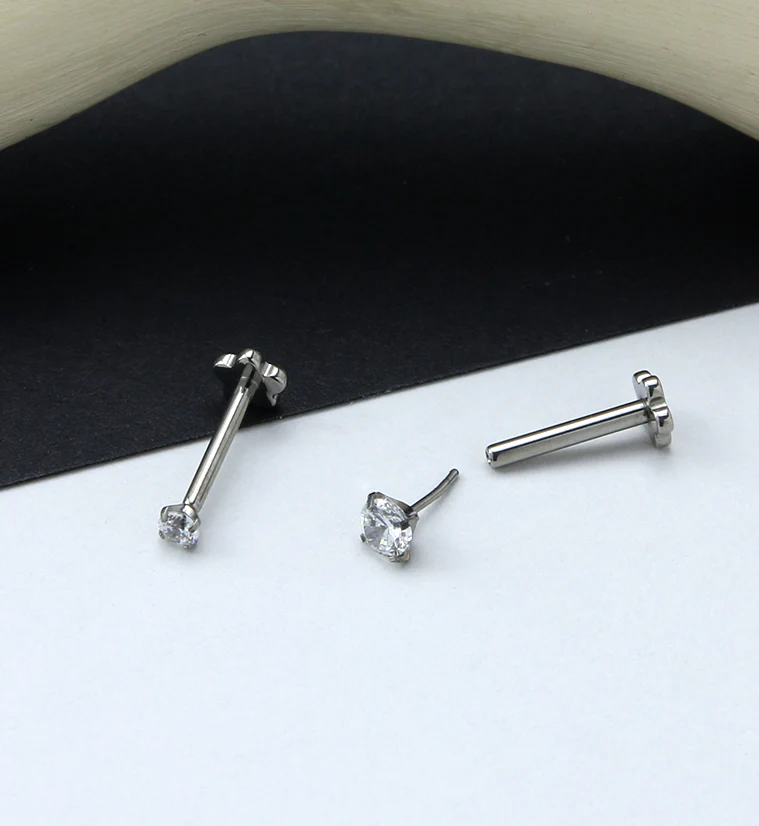Clear CZ Titanium Threadless Labret - Mrs Treak