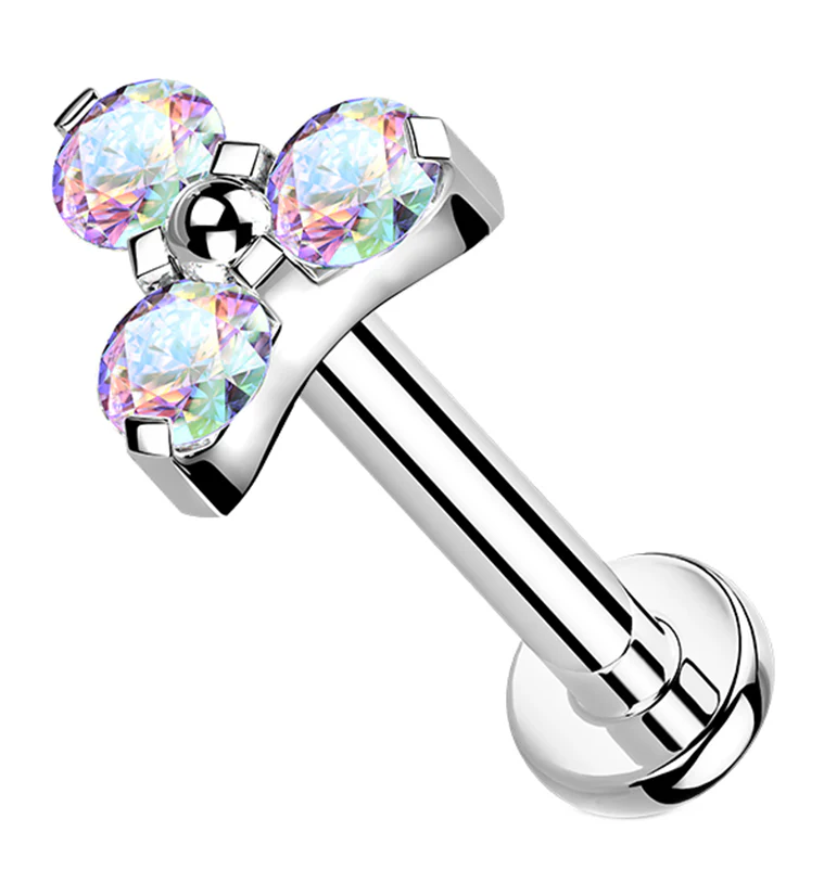 Triad Rainbow Aurora CZ Titanium Internally Threaded Labret - Mrs Treak