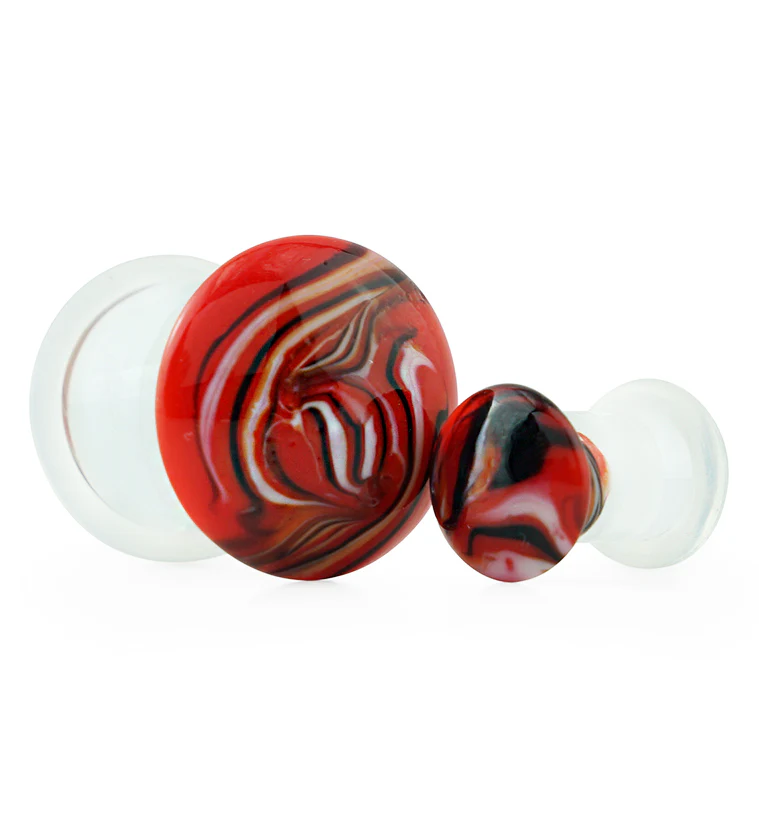 Red Haze Single Flare Glass Plugs - Mrs Treak