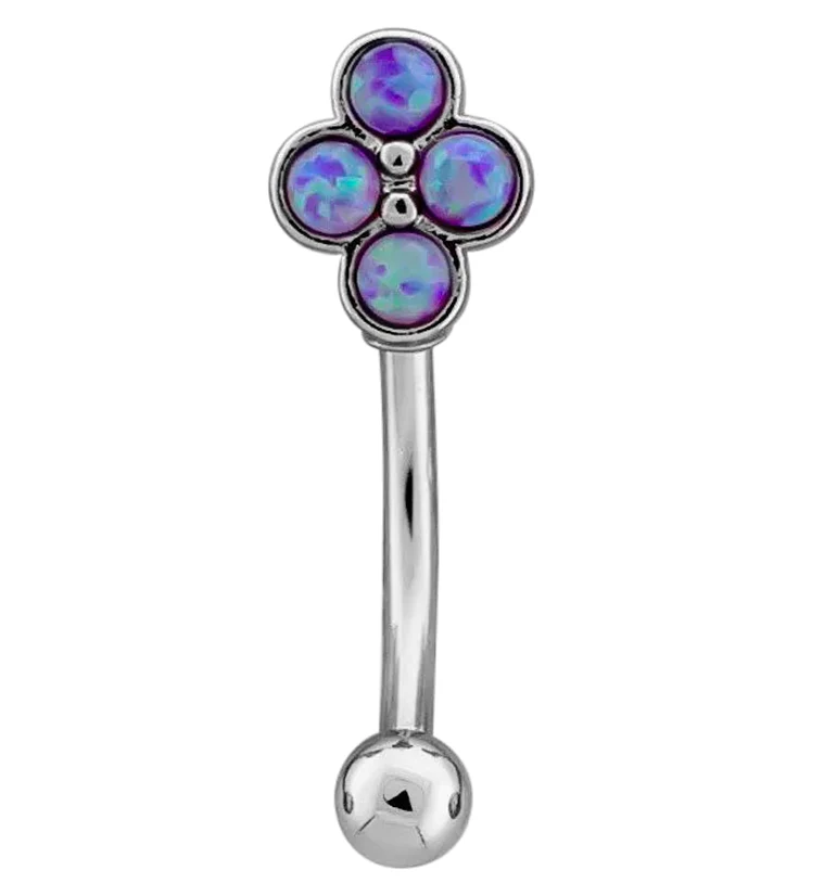 Purple Opalite Beaded Quad Stainless Steel Curved Barbell - Mrs Treak