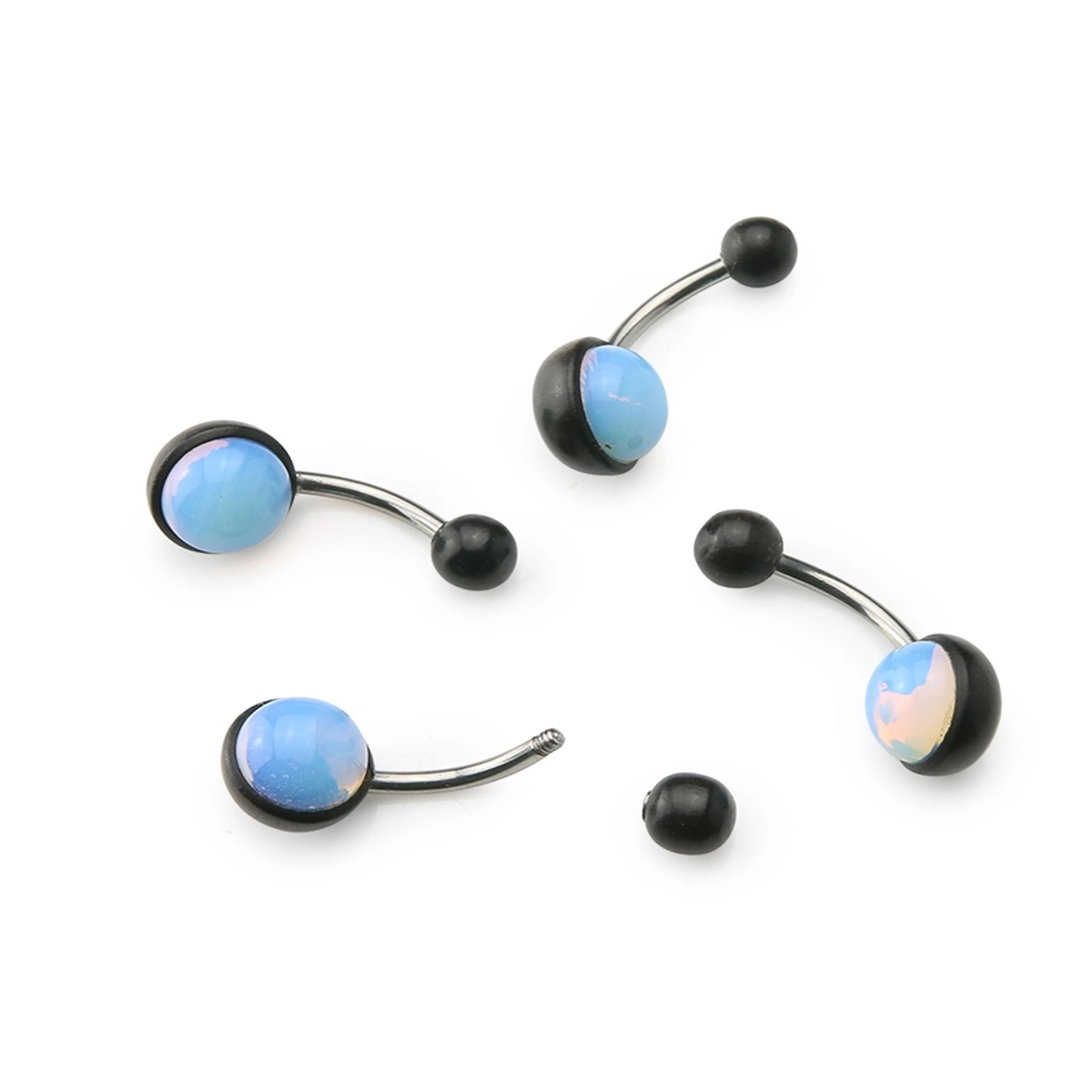 Opalite X Areng Wood Belly Button Ring - Mrs Treak
