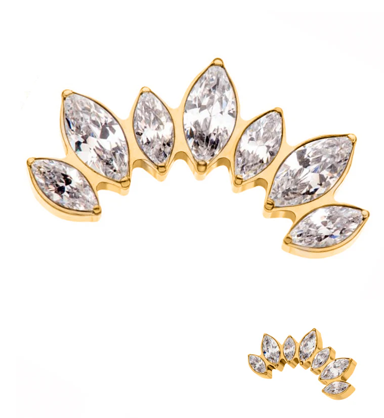 Gold PVD Anadem CZ Threadless Titanium Top - Mrs Treak