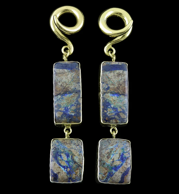 Double Azurite Stone Ear Weights - Mrs Treak