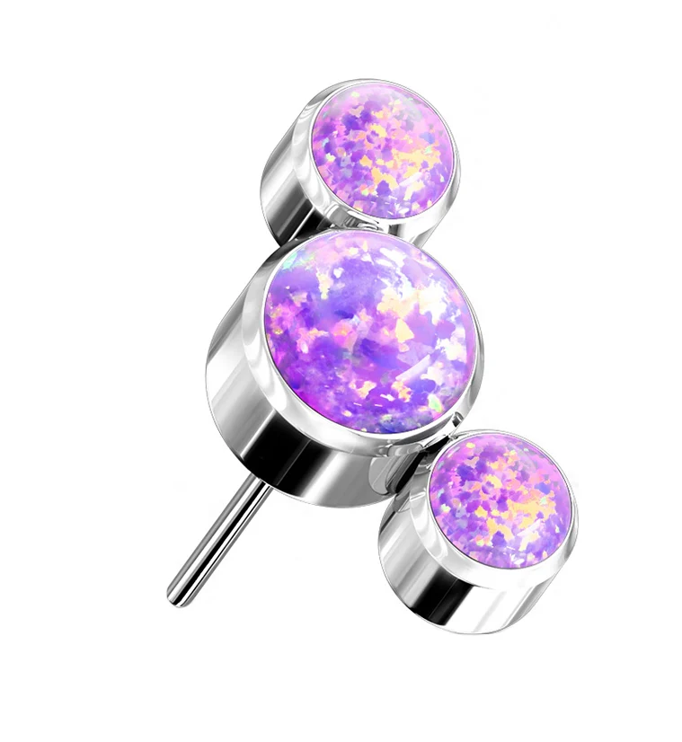 Triple Purple Opalite Titanium Threadless Top - Mrs Treak