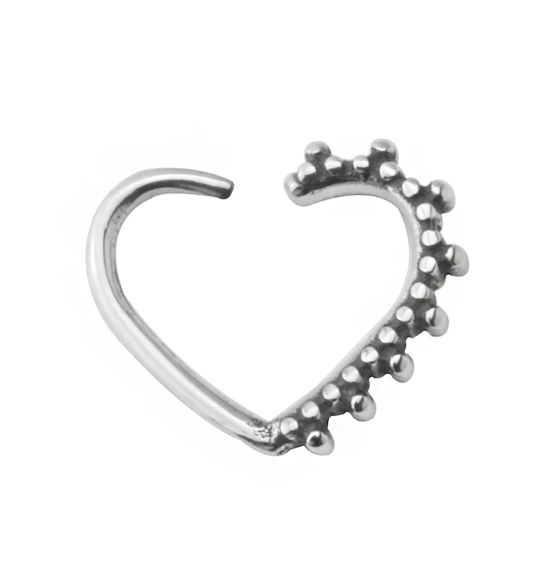 Beaded Heart Seamless Hoop Ring - Mrs Treak
