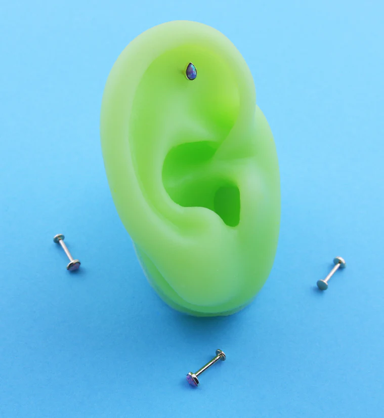 14kt Gold Teardrop Purple Opalite Threadless Labret - Mrs Treak