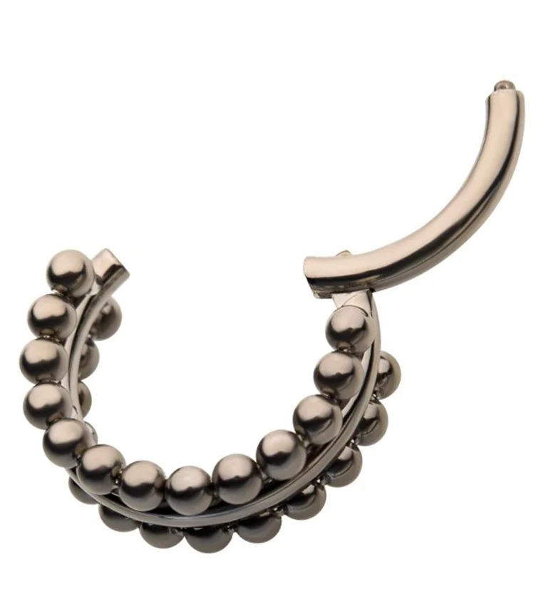 Titanium Hinged Peak Beaded Segment Ring - Mrs Treak