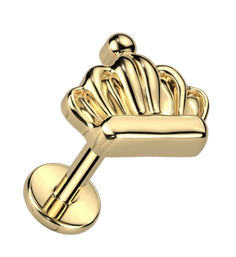 Gold PVD Crown Titanium Internally Threaded Labret - Mrs Treak