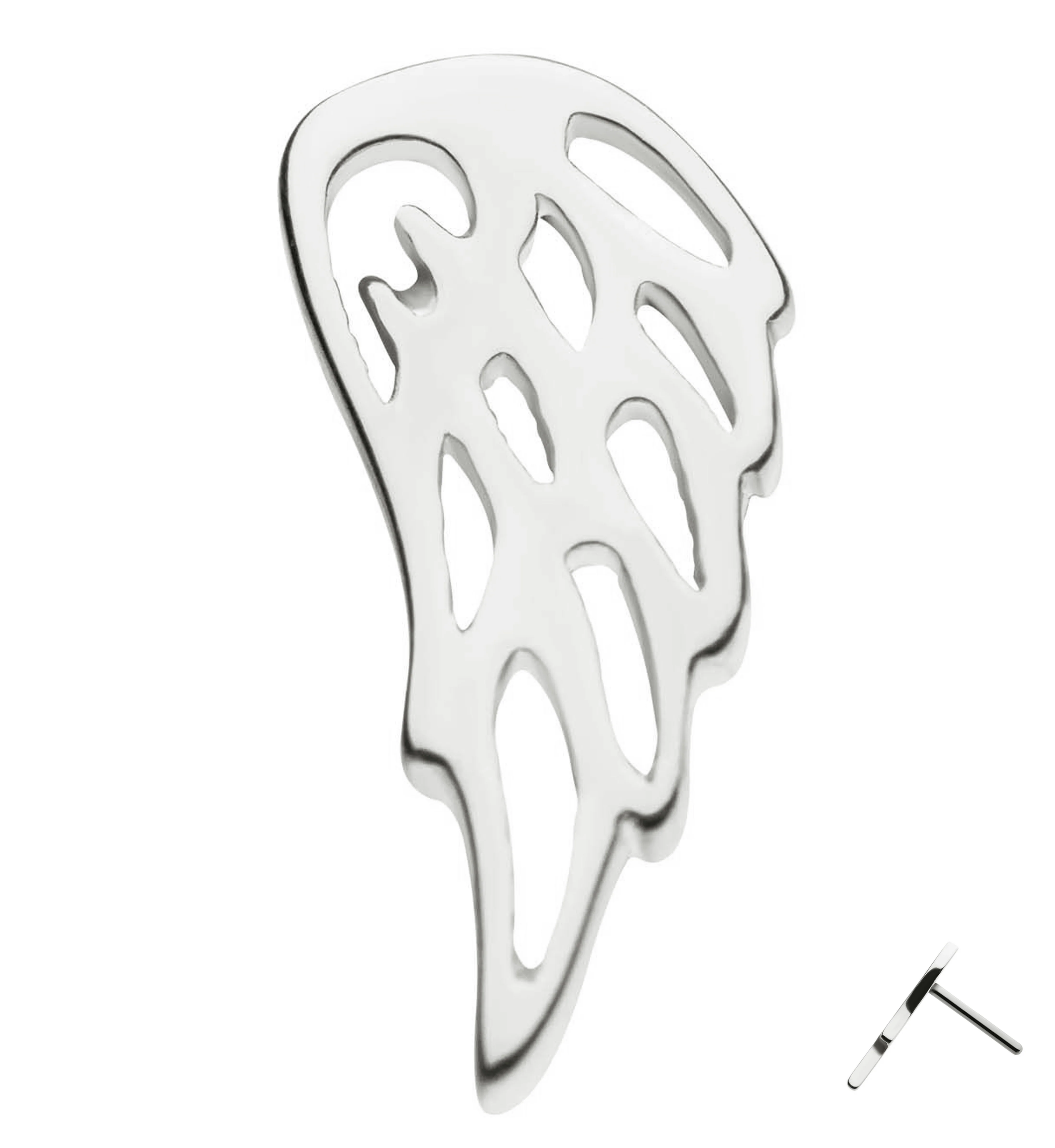14kt White Gold Angel Wing Threadless Top (Left Ear) - Mrs Treak
