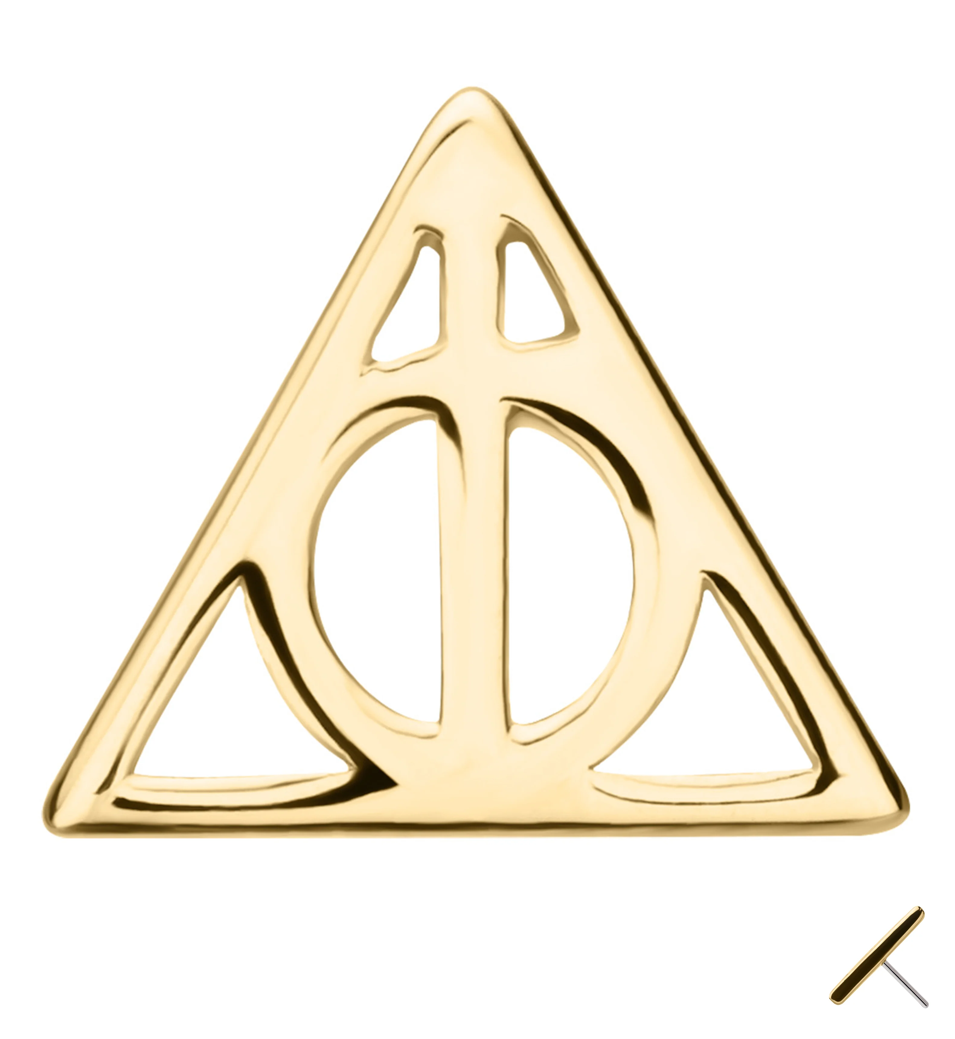14kt Gold Deathly Hallows Threadless Top - Mrs Treak
