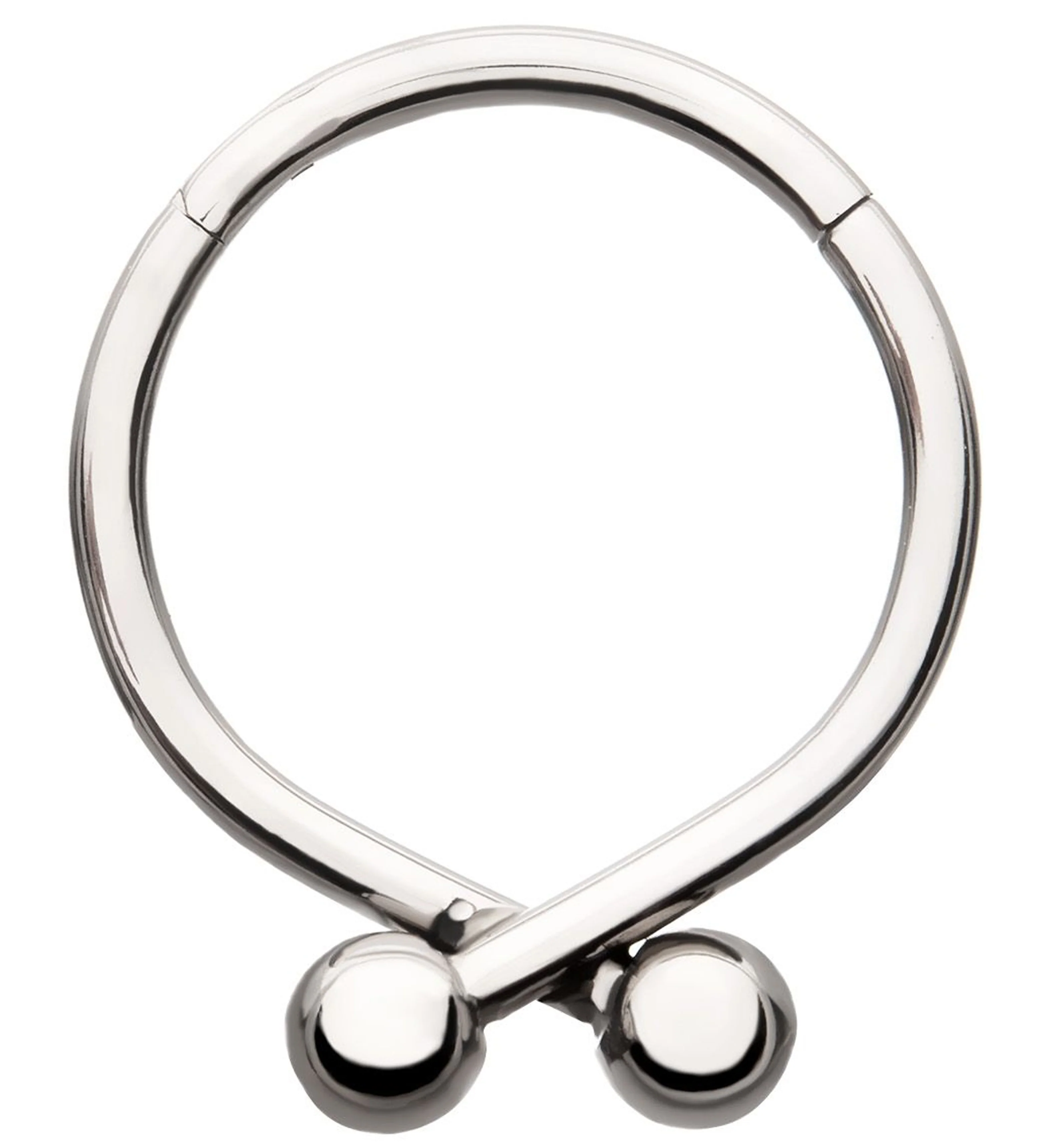 Criss-Cross Balls Titanium Hinged Segment Ring - Mrs Treak