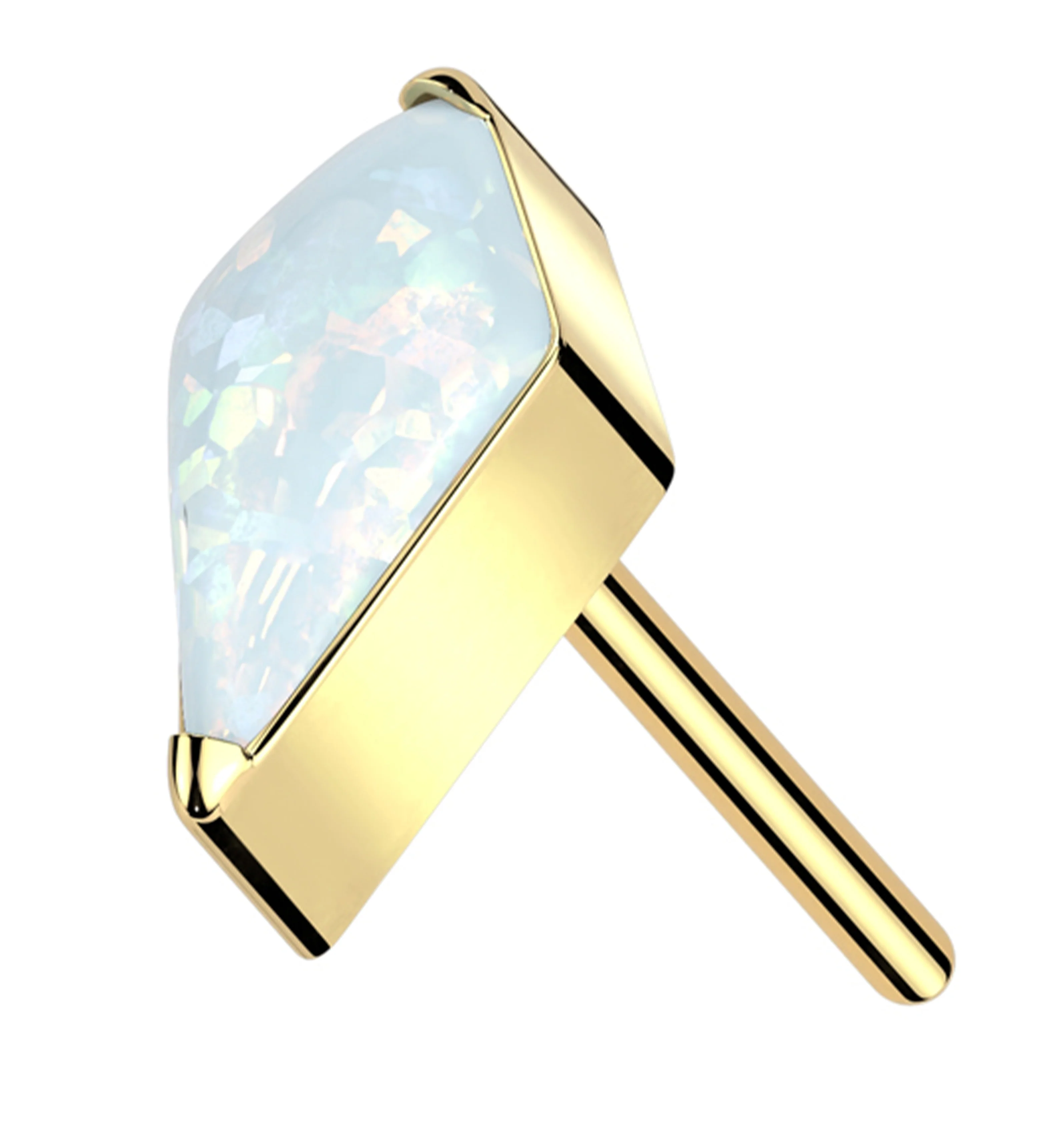 Gold PVD Tetra White Opal Titanium Threadless Top - Mrs Treak