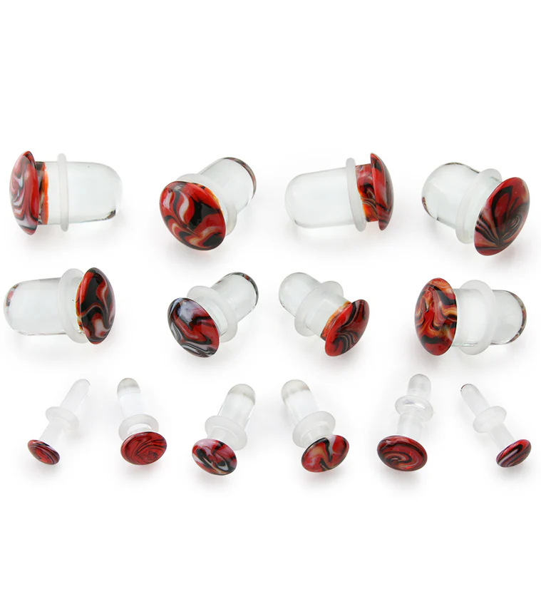 Red Haze Single Flare Glass Plugs - Mrs Treak