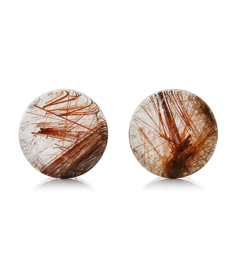 Rutilated Quartz Stone Plugs 3/4