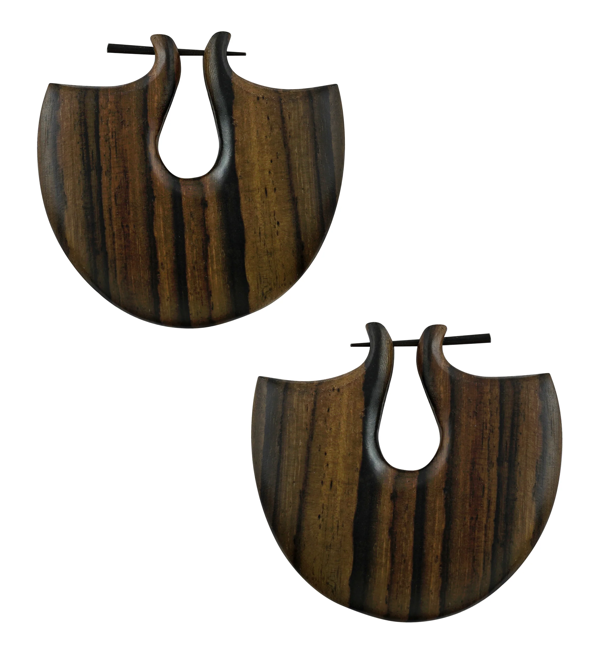 Tribal Keyhole Wooden Earrings - Mrs Treak