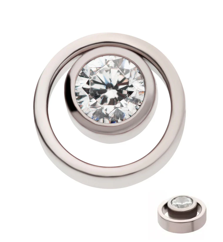 Orbit Clear CZ Internally Threaded Titanium Top - Mrs Treak