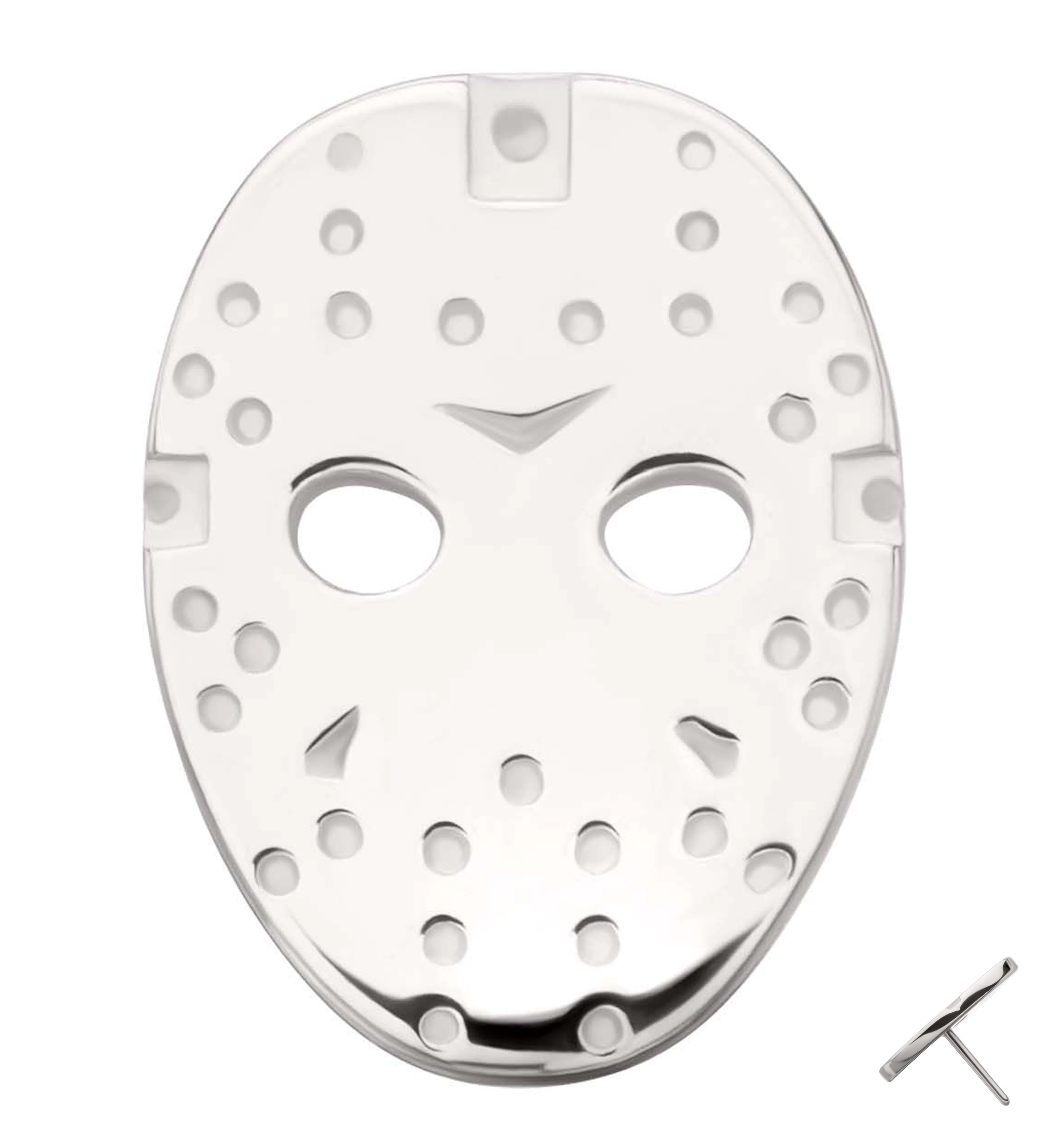 14kt White Gold Friday The 13th Jason Mask Threadless Top - Mrs Treak