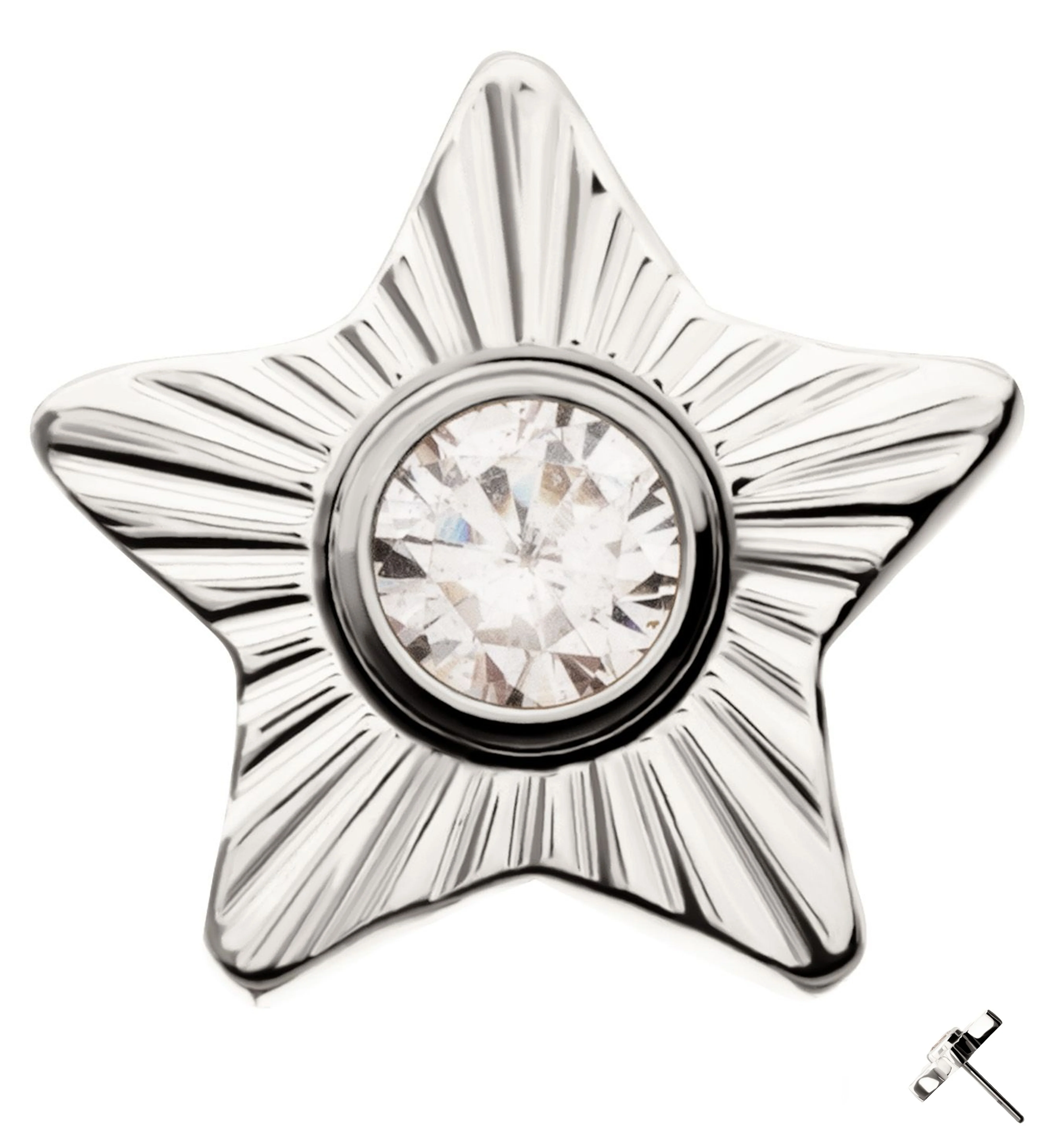 Score Star Clear CZ Threadless Titanium Top - Mrs Treak