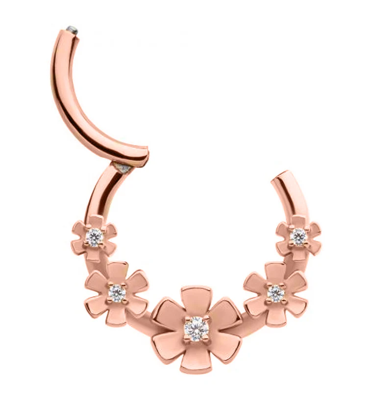 Rose Gold PVD Flower Crown Hinged Segment Ring - Mrs Treak