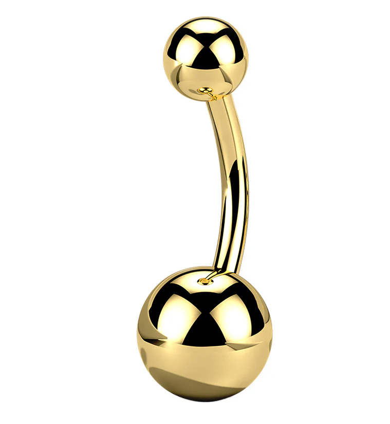 Gold PVD Titanium Internally Threaded Belly Button Ring - Mrs Treak